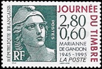 Cinquantenaire de la Marianne de Gandon Timbre avec surtaxe