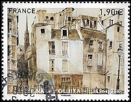 L?onard Foujita 1886-1968 - Le quai aux fleurs Notre-Dame 1950